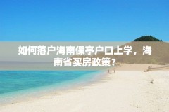 如何落户海南保亭户口上学，海南省买房政策？