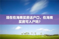 现在在海南买房送户口，在海南买房可入户吗？