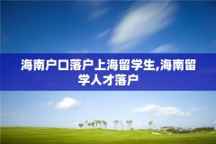 海南户口落户上海留学生,海南留学人才落户