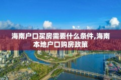 海南户口买房需要什么条件,海南本地户口购房政策