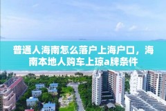 普通人海南怎么落户上海户口，海南本地人购车上琼a牌条件