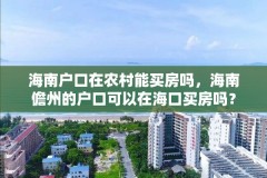 海南户口在农村能买房吗，海南儋州的户口可以在海口买房吗？