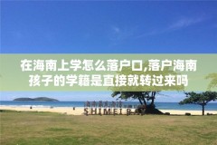 在海南上学怎么落户口,落户海南孩子的学籍是直接就转过来吗