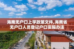 海南无户口上学政策文件,海南省无户口人员登记户口实施办法