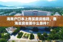 海南户口本上有买房资格吗，南海买房需要什么条件？