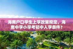 海南户口学生上学政策规定，海南中学小学考初中入学条件？