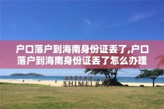 户口落户到海南身份证丢了,户口落户到海南身份证丢了怎么办理