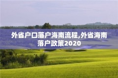 外省户口落户海南流程,外省海南落户政策2020