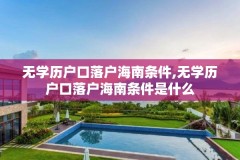 无学历户口落户海南条件,无学历户口落户海南条件是什么