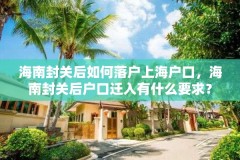 海南封关后如何落户上海户口，海南封关后户口迁入有什么要求？