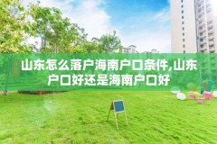 山东怎么落户海南户口条件,山东户口好还是海南户口好