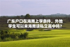 广东户口在海南上学条件，外地学生可以来海南读私立高中吗？