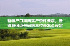 新疆户口海南落户条件要求，各省身份证号码前三位是怎么设定的？