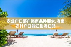 农业户口落户海南条件要求,海南农村户口能迁到海口吗