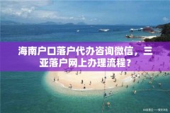 海南户口落户代办咨询微信，三亚落户网上办理流程？