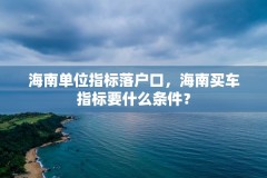 海南单位指标落户口，海南买车指标要什么条件？