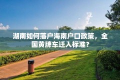 湖南如何落户海南户口政策，全国黄牌车迁入标准？