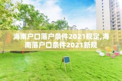 海南户口落户条件2021规定,海南落户口条件2021新规