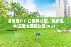 海南落户户口原件收回，海南退林还耕地最新政策2022？