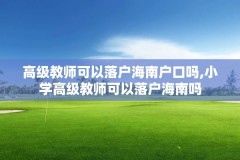 高级教师可以落户海南户口吗,小学高级教师可以落户海南吗