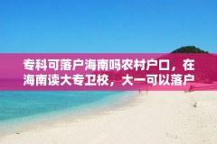 专科可落户海南吗农村户口，在海南读大专卫校，大一可以落户海南吗？