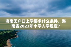 海南无户口上学要求什么条件，海南省2023年小学入学规定？