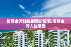 博鳌金湾独栋别墅价目表,博鳌金湾入住感受