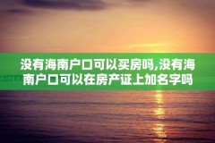 没有海南户口可以买房吗,没有海南户口可以在房产证上加名字吗