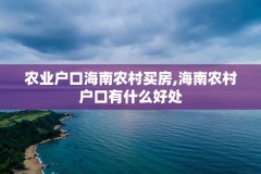 农业户口海南农村买房,海南农村户口有什么好处