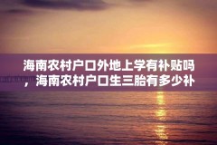 海南农村户口外地上学有补贴吗，海南农村户口生三胎有多少补贴？