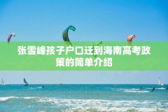 张雪峰孩子户口迁到海南高考政策的简单介绍