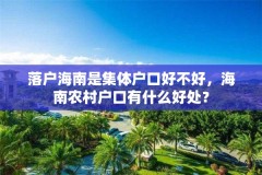 落户海南是集体户口好不好，海南农村户口有什么好处？