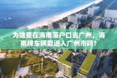 为啥要在海南落户口去广州，海南牌车辆能进入广州市吗？