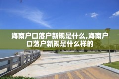 海南户口落户新规是什么,海南户口落户新规是什么样的