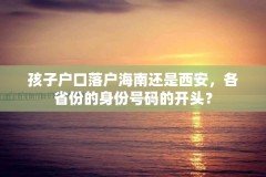 孩子户口落户海南还是西安，各省份的身份号码的开头？