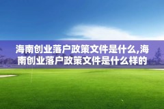 海南创业落户政策文件是什么,海南创业落户政策文件是什么样的