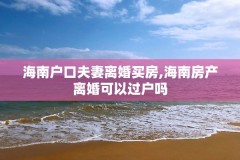 海南户口夫妻离婚买房,海南房产离婚可以过户吗