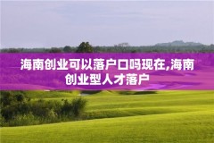 海南创业可以落户口吗现在,海南创业型人才落户