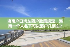 海南户口汽车落户政策规定，海南一个人名下可以落户几辆车？