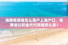 海南有房租怎么落户上海户口，海南省公积金代付房租怎么弄？