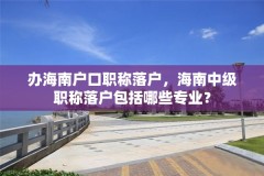 办海南户口职称落户，海南中级职称落户包括哪些专业？