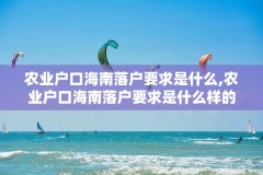 农业户口海南落户要求是什么,农业户口海南落户要求是什么样的