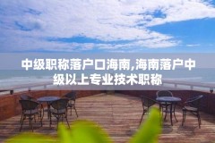 中级职称落户口海南,海南落户中级以上专业技术职称