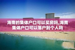 海南的集体户口可以买房吗,海南集体户口可以落户到个人吗