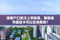 海南户口武汉上学政策，哪些城市医保卡可以在海南用？