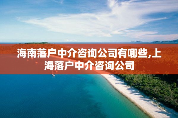 海南落户中介咨询公司有哪些,上海落户中介咨询公司