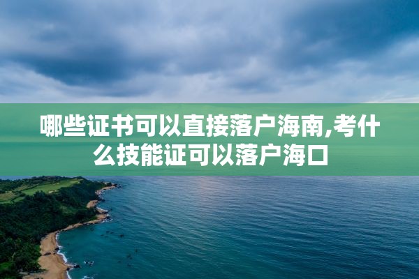 哪些证书可以直接落户海南,考什么技能证可以落户海口