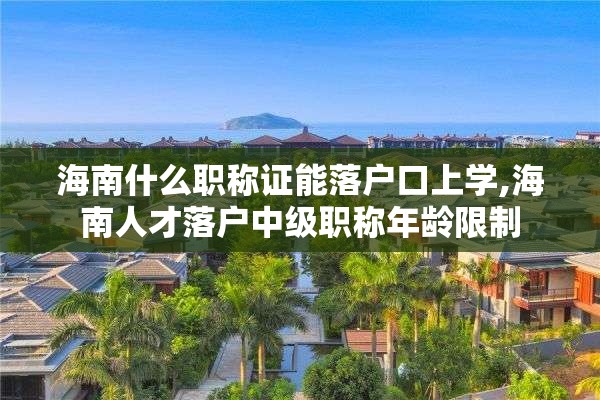 海南什么职称证能落户口上学,海南人才落户中级职称年龄限制