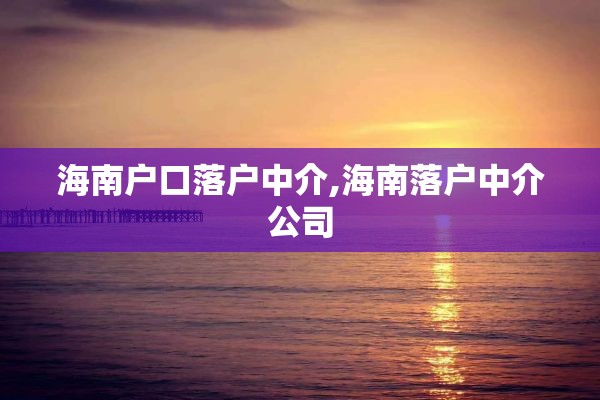 海南户口落户中介,海南落户中介公司