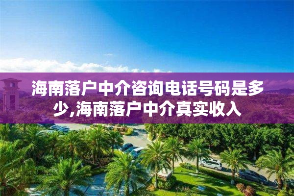 海南落户中介咨询电话号码是多少,海南落户中介真实收入